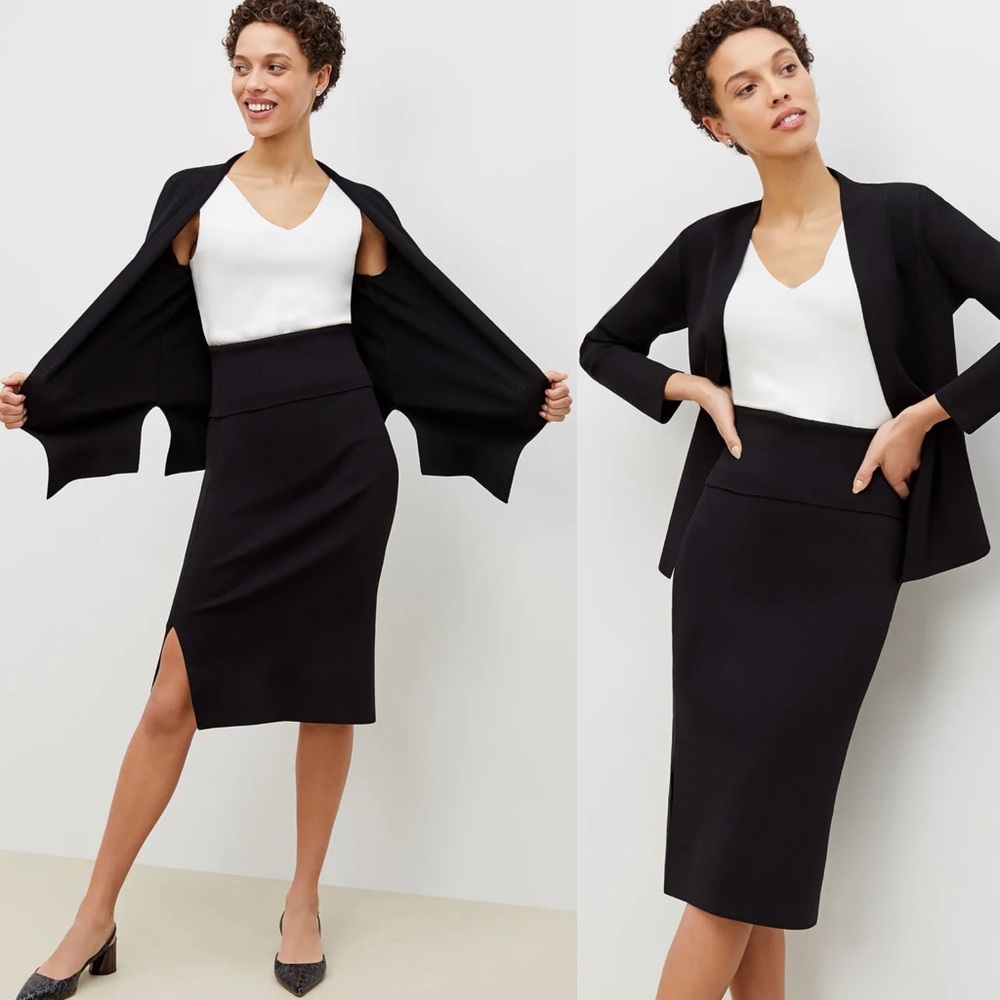M.M. Lafleur The Harlem Skirt in Black Jardigan Knit Size L - Picture 2 of 12